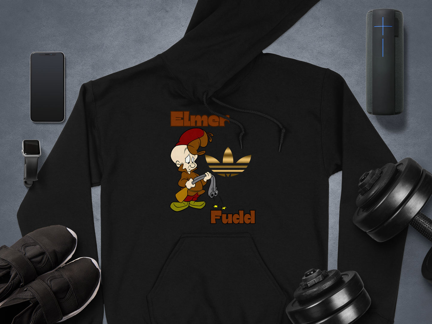 Elmer Fudd Graphic Hoodie Black Pullover Product