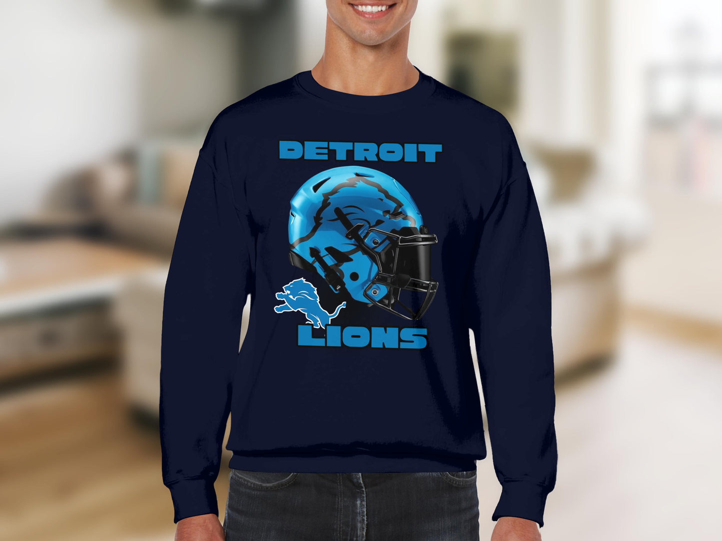 Detroit Lions Football Helmet Graphic Sweatshirt