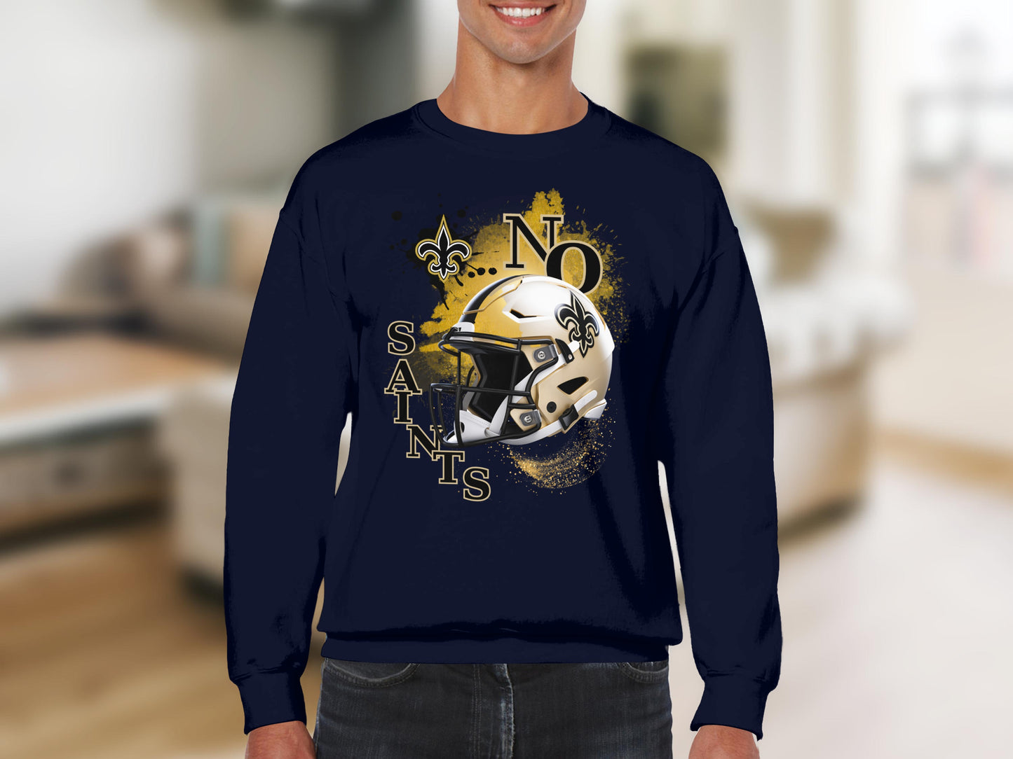 NO Saints Football Team Fan Graphic Long Sleeve Top