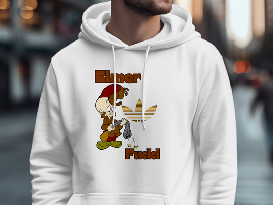 Elmer Fudd Graphic White Hooded Sweatshirt product type