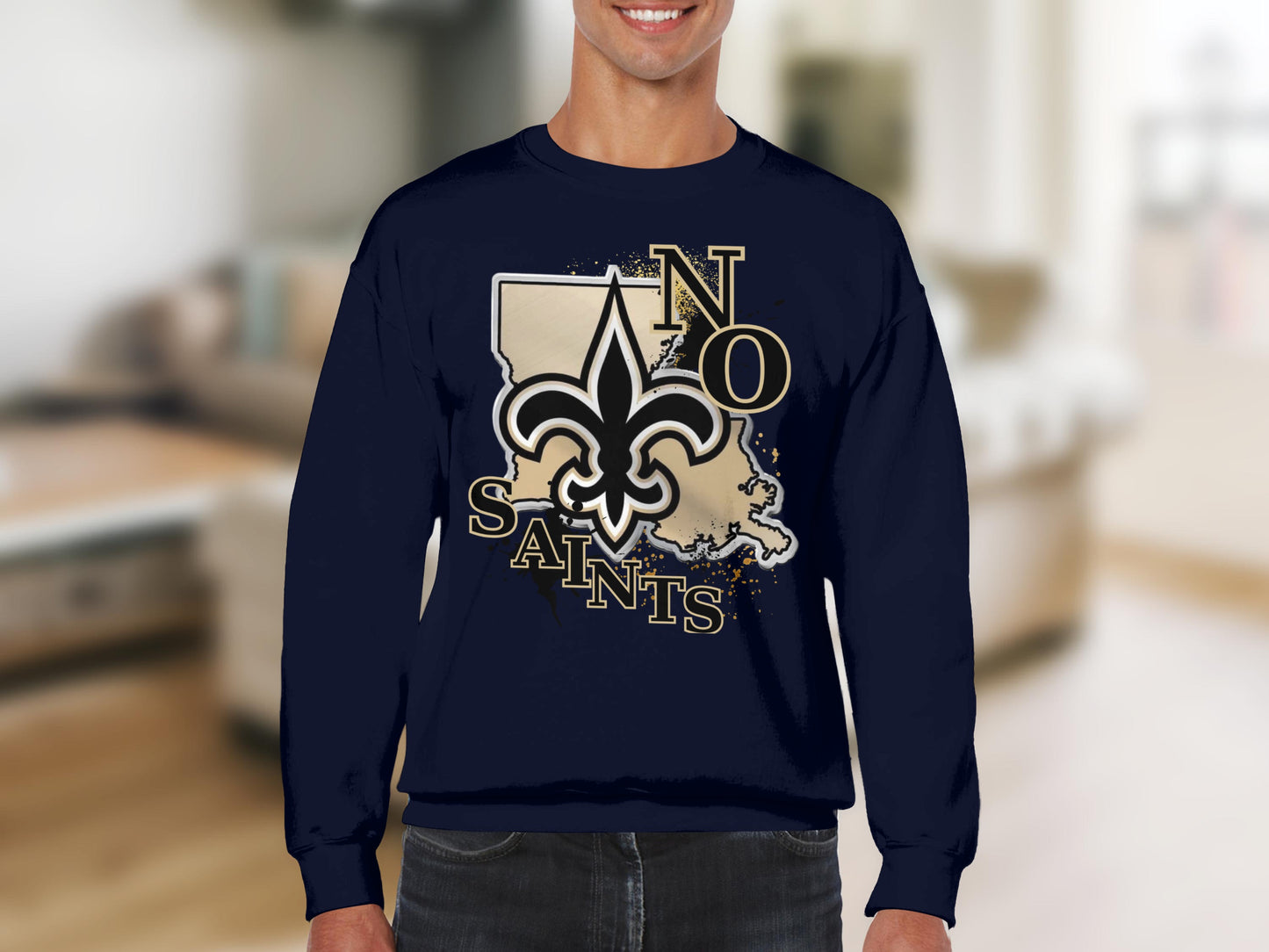 New Orleans Saints Graphic Crewneck Long Sleeve Shirt