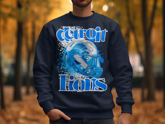 Detroit Lions Splatter Helmet Design Sweatshirt