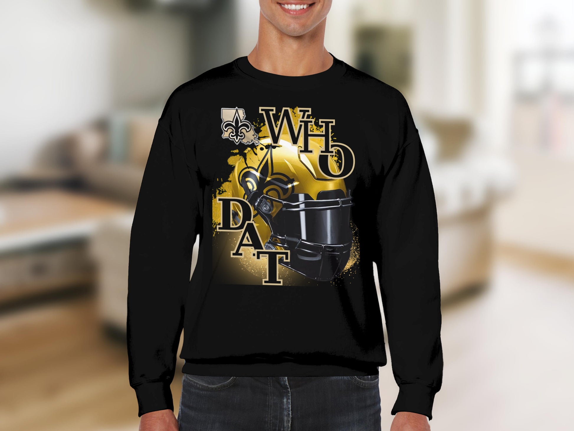 Who Dat Football Helmet Graphic Sweatshirt Product