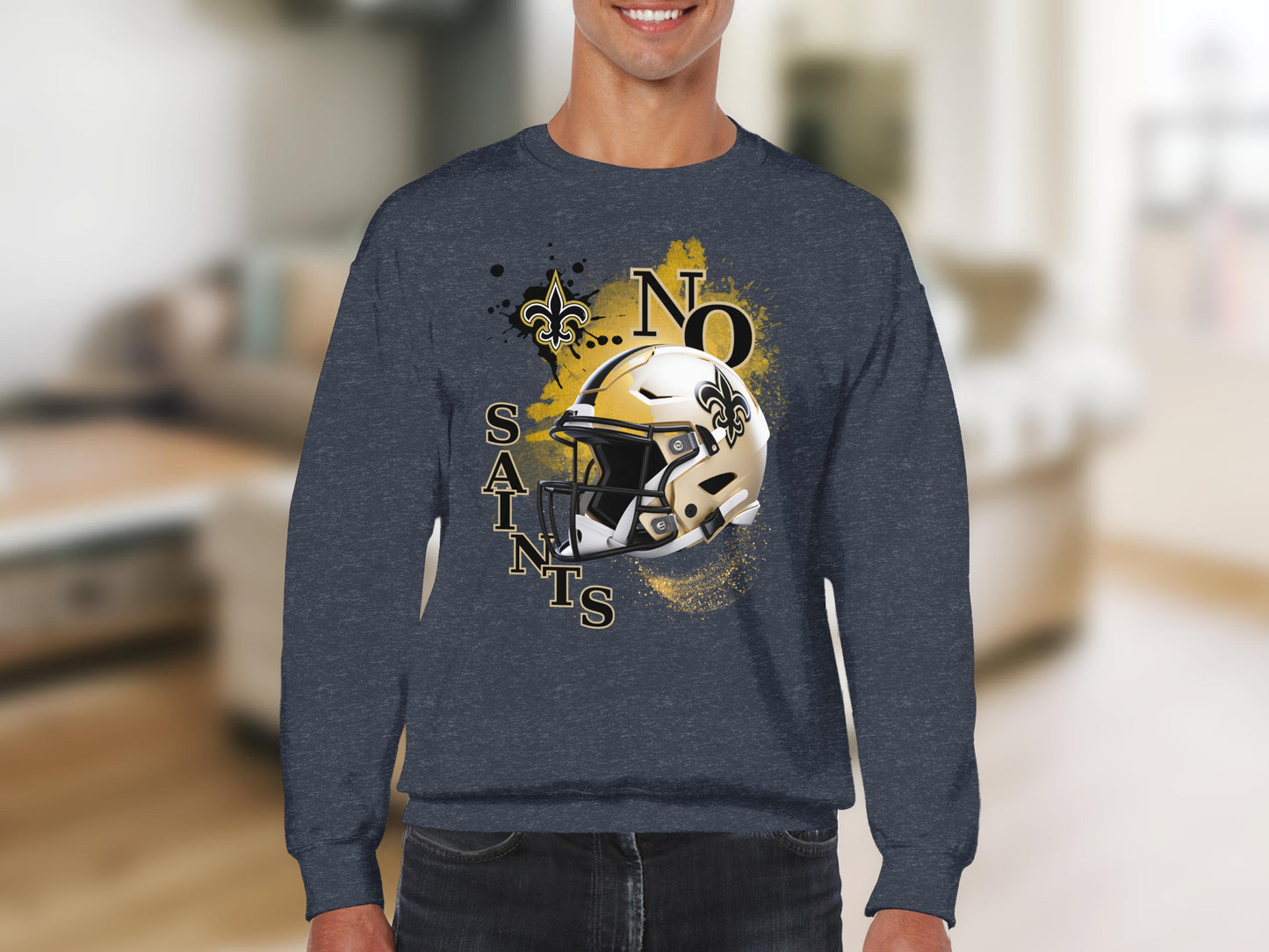 NO Saints Football Helmet Graphic Sweatshirt