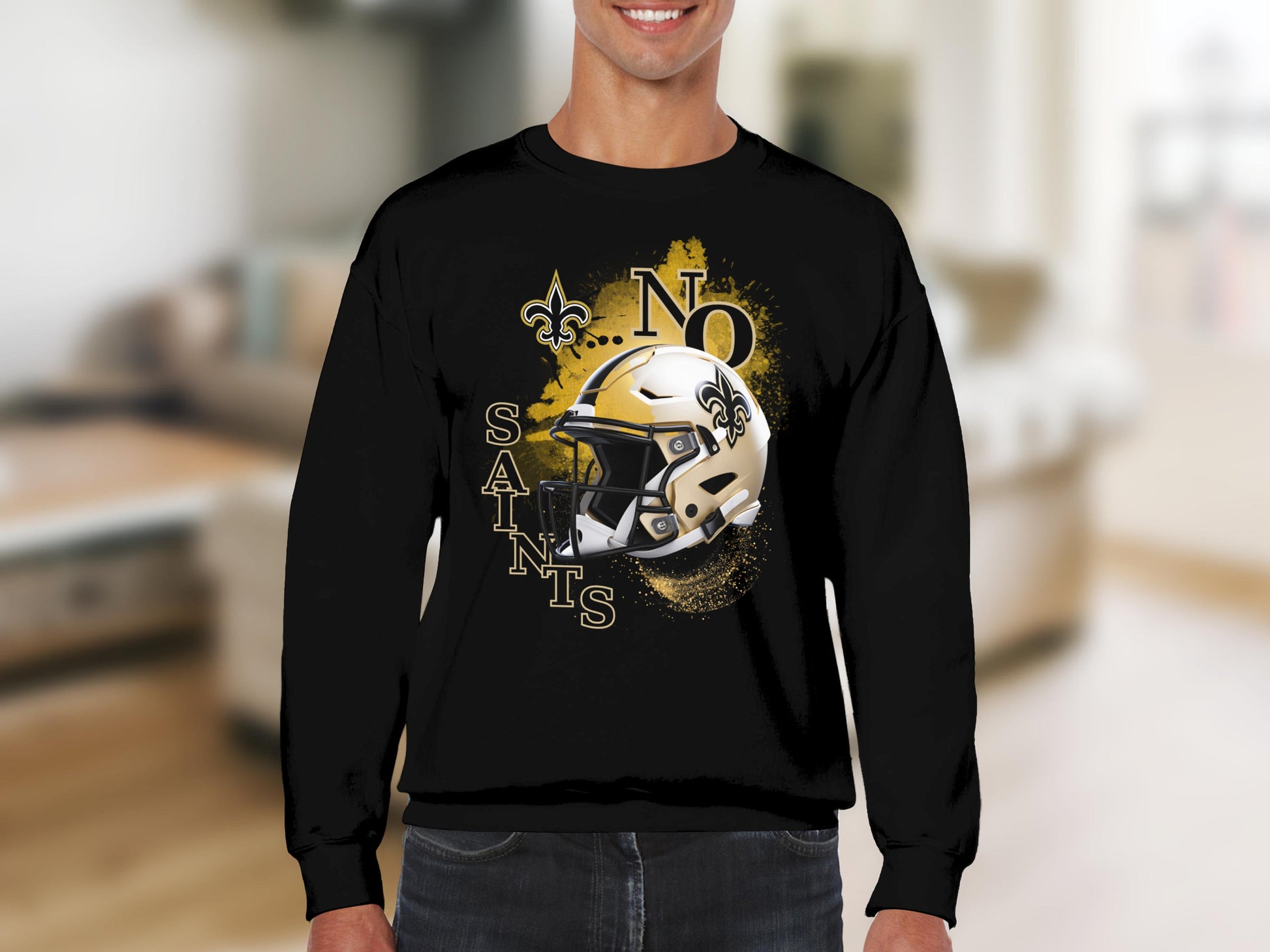 New Orleans Saints Football Helmet Graphic Sweatshirt