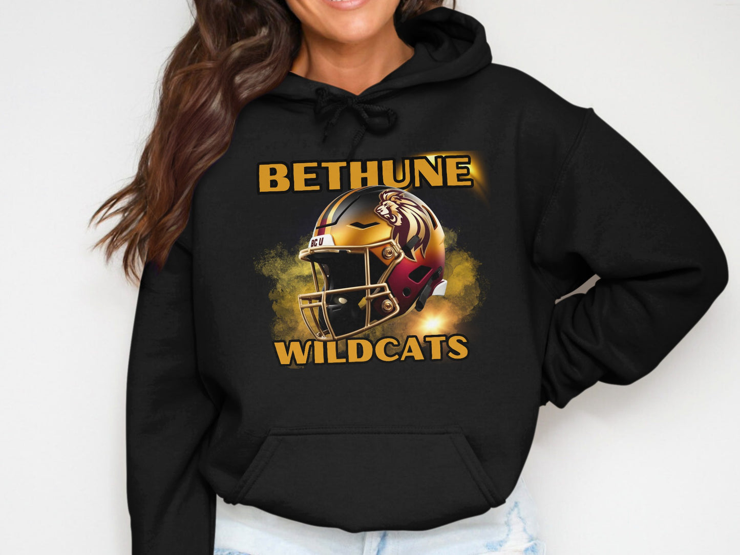 Bethune Wildcats Football Helmet Print Hoodie