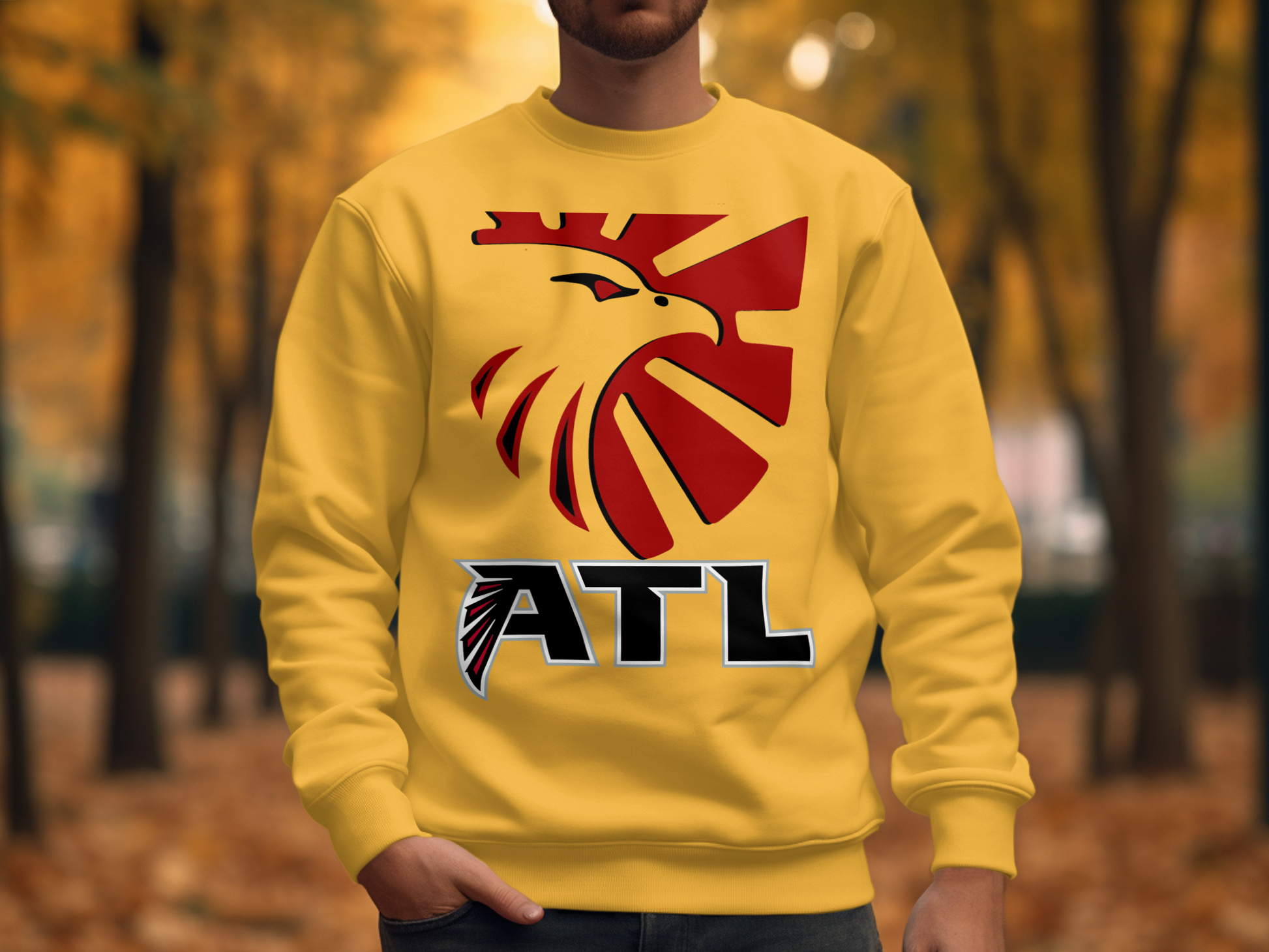 Stylish Yellow ATL Sports Team Design Sweatshirt